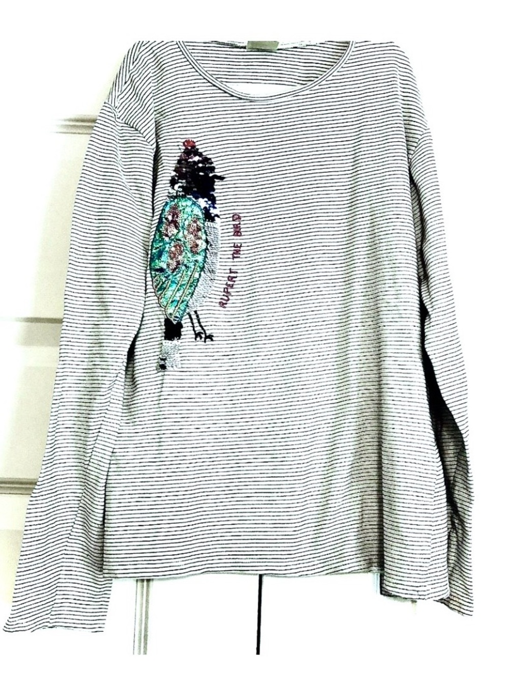 ZARA Girl Rupert The Bird Sequins Striped Knit Long Sleeve T-Shirt 14